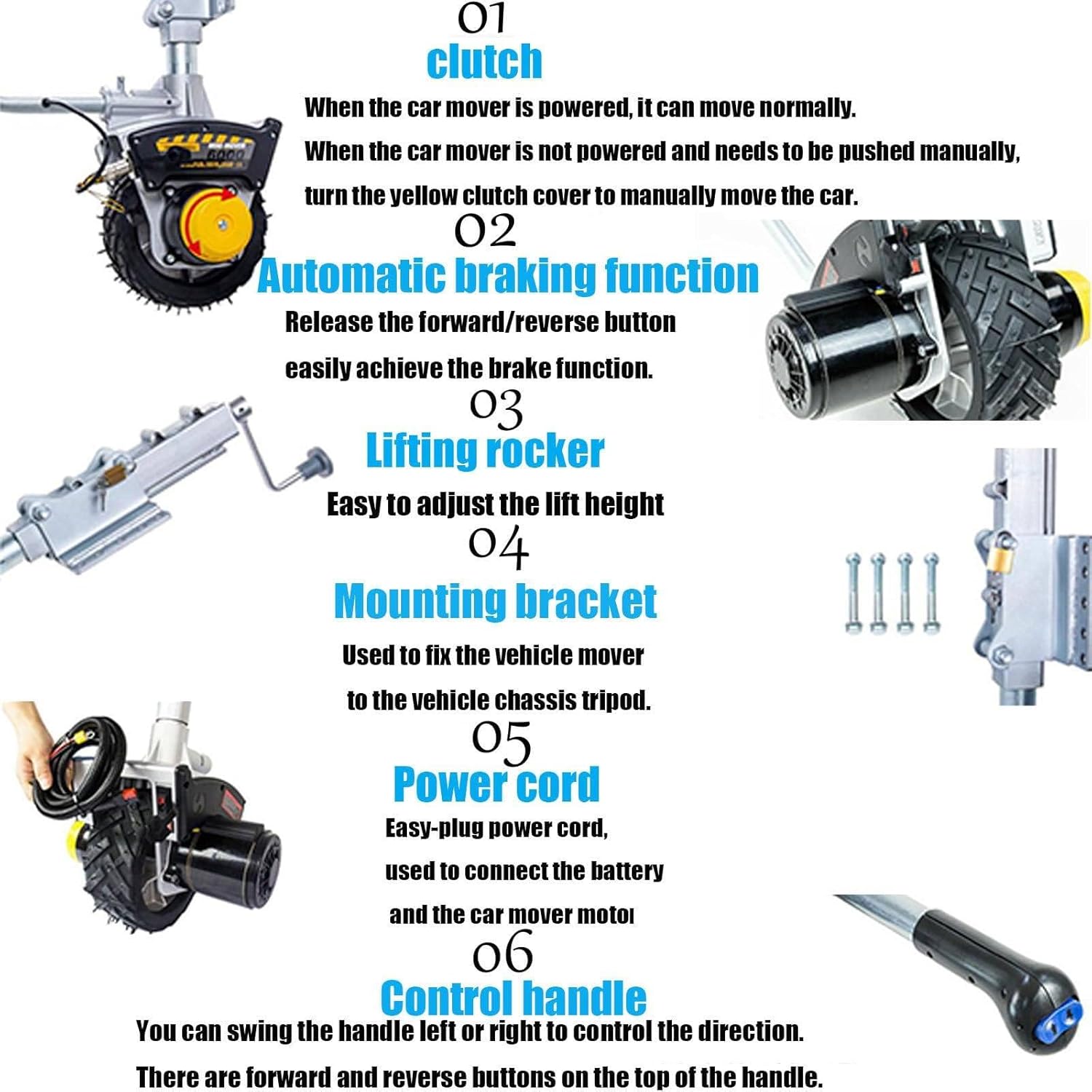 Motorised Trailer Mover Jack with Forward Reverse Function, 12V 550W Motor for Easy Maneuvering, Ideal for Caravans, Boat and Horse Trailers, Supports Up to 2722kg