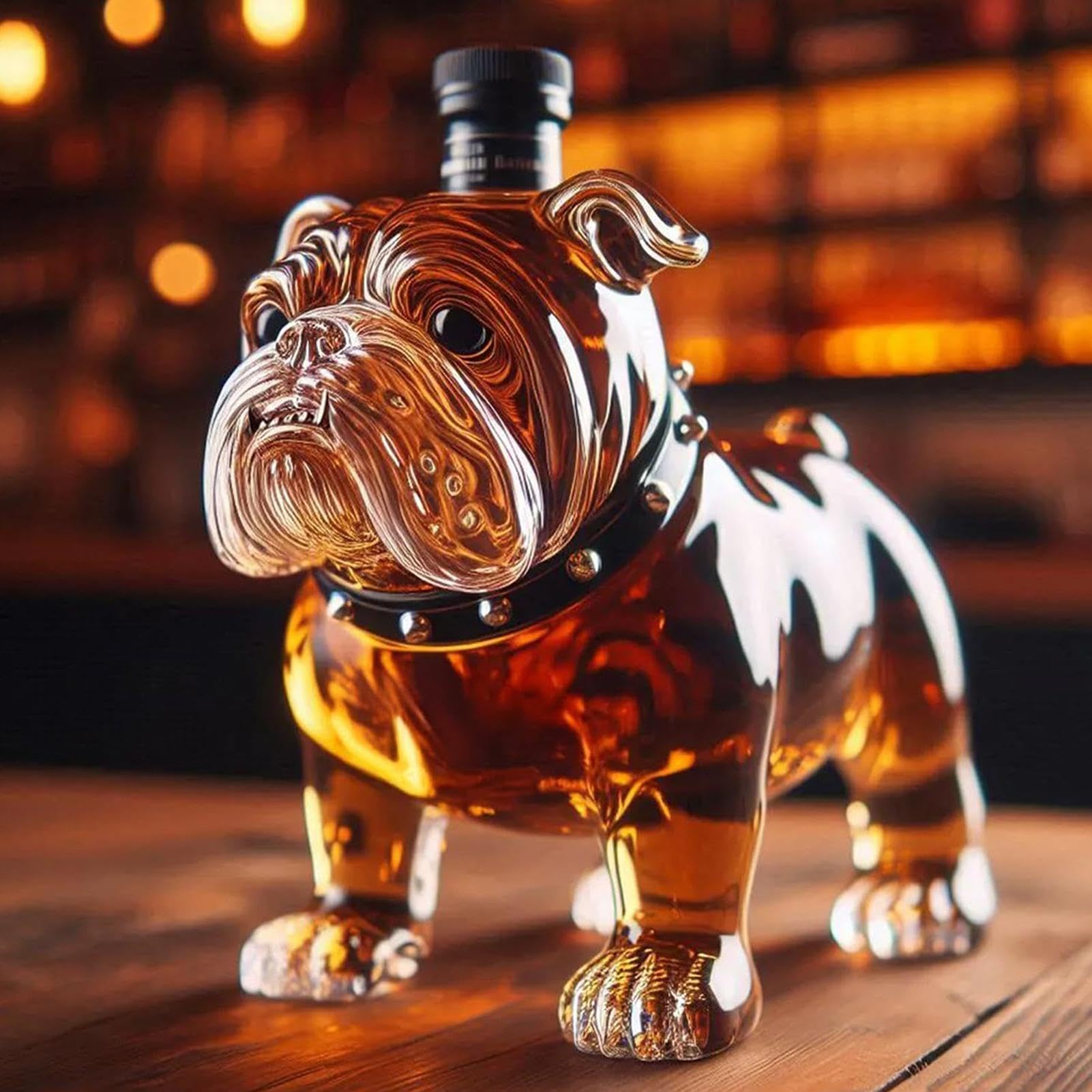 Karafka do whiskey w kształcie buldoga francuskiego, dużej pojemności butelka do whiskey, 15 cm szklany pojemnik na alkohol, kolekcjonerska karafka z kształtem psa, butelka do wystawiania w barze