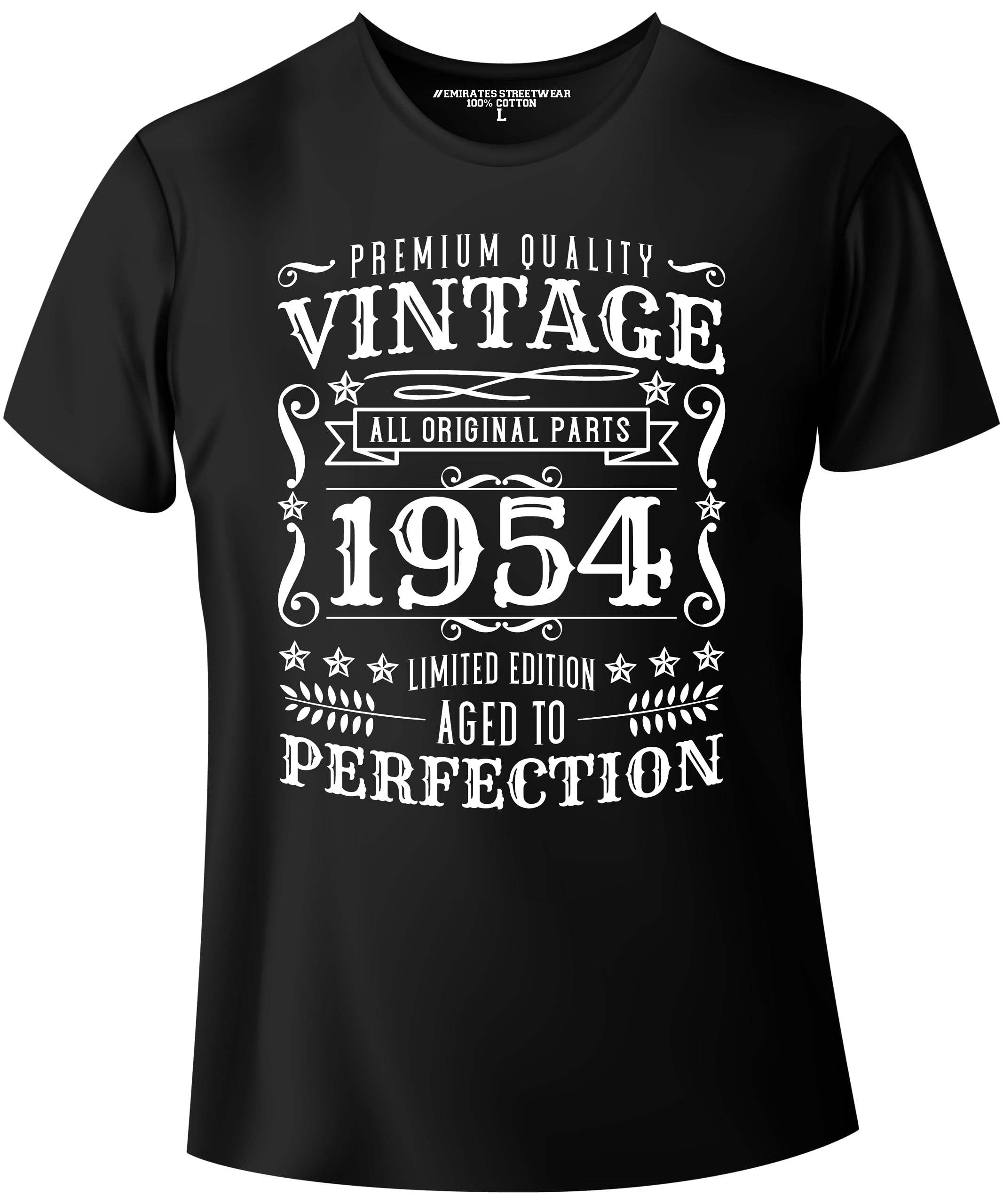 Emirates StreetwearVintage Aged To Perfection 1954, Birthday T-Shirt for Men or Women, Unisex Tee, D-005