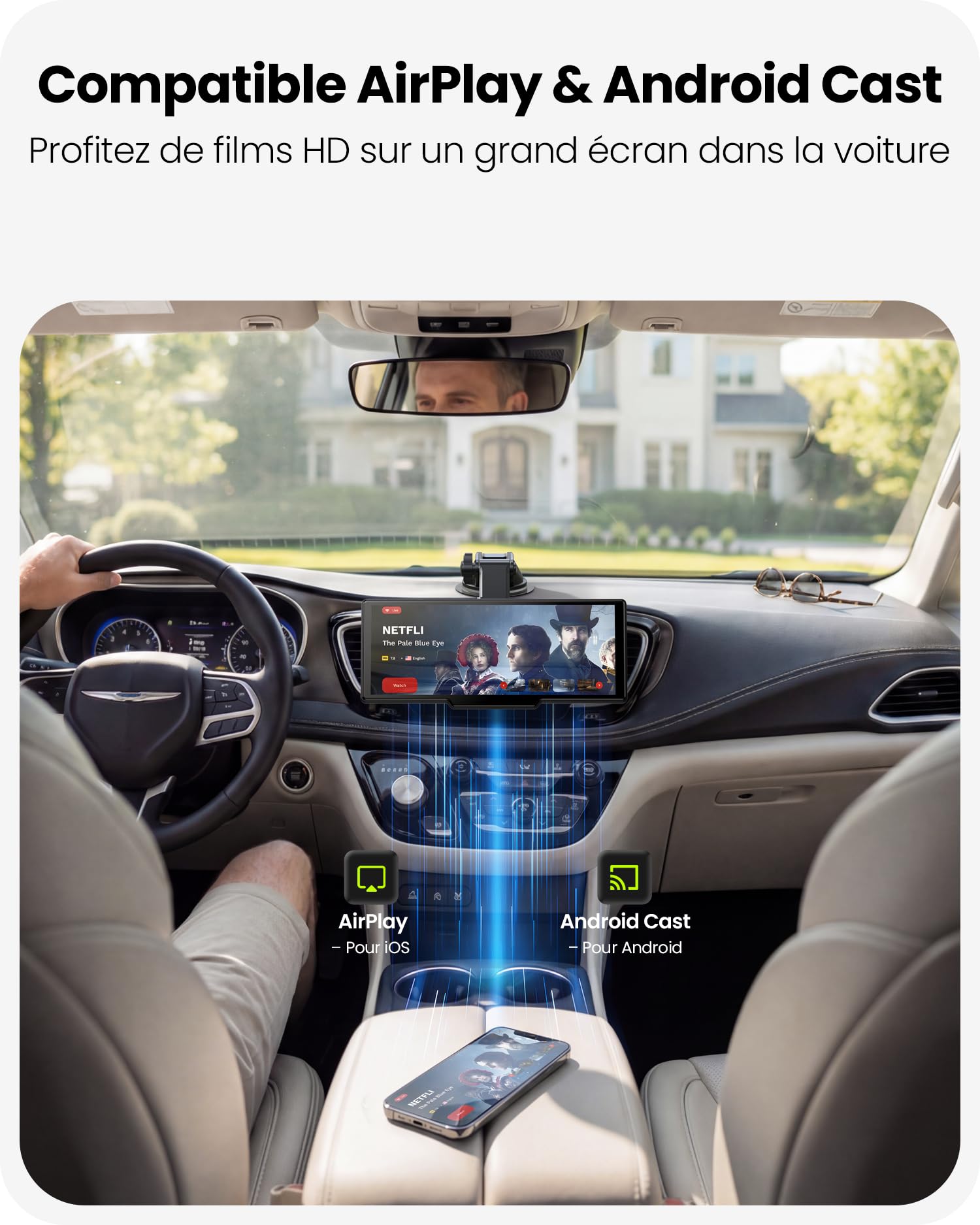 vaett 9,26" Écran CarPlay Voiture pour Apple CarPlay & Android Auto avec Dash Cam 4K et Cam de Recul HD, Car Play avec Mises à Jour OTA, Bluetooth 5.1, Mirror Link