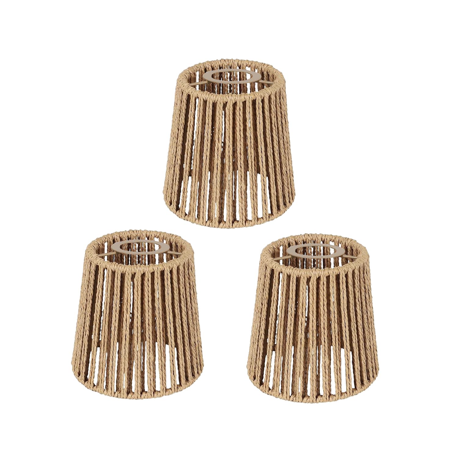 3-Pack Boho Rattan Lampenschirm Klein E27 Hängend Korb Laterne