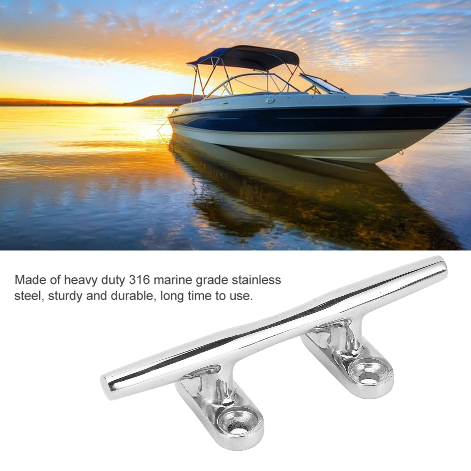 Luocute Taquet de Quai de 4 Pouces en Acier Inoxydable, 4 Taquets D'arrimage de Bateau Robustes, Taquet D'amarrage pour Bateau, Yacht, Cargo, Hors-Bord, Taquets de Quai Marin pour