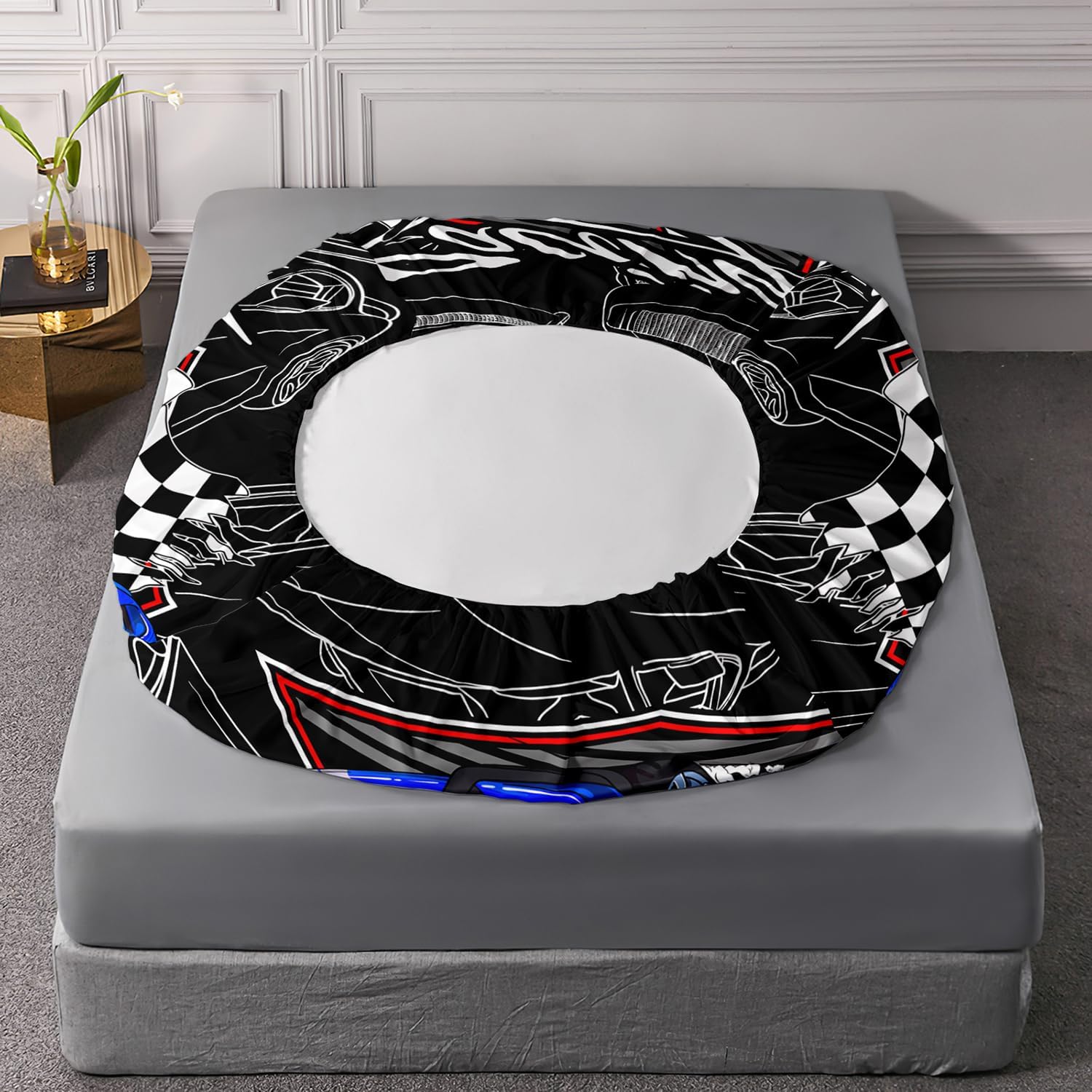 AILONEN Blue Racing Car Fitted Sheet Twin Size, Speed Sports Car Bed Sheet Set for Kids Boys Teens,Extreme Sport Bedding Sheets 3PCS,1 Fitted Sheet and 2 Pillowcase