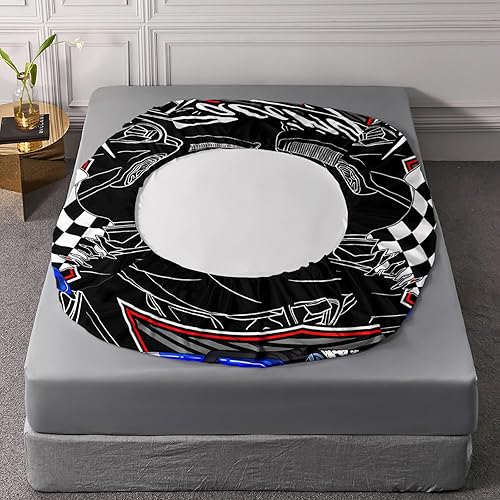 Miniatura 5 de AILONEN Blue Racing Car - Juego de sábanas bajeras para niños y adolescentes, tamaño individual, 3 piezas, 1 sábana bajera ajustable y 2 fundas de