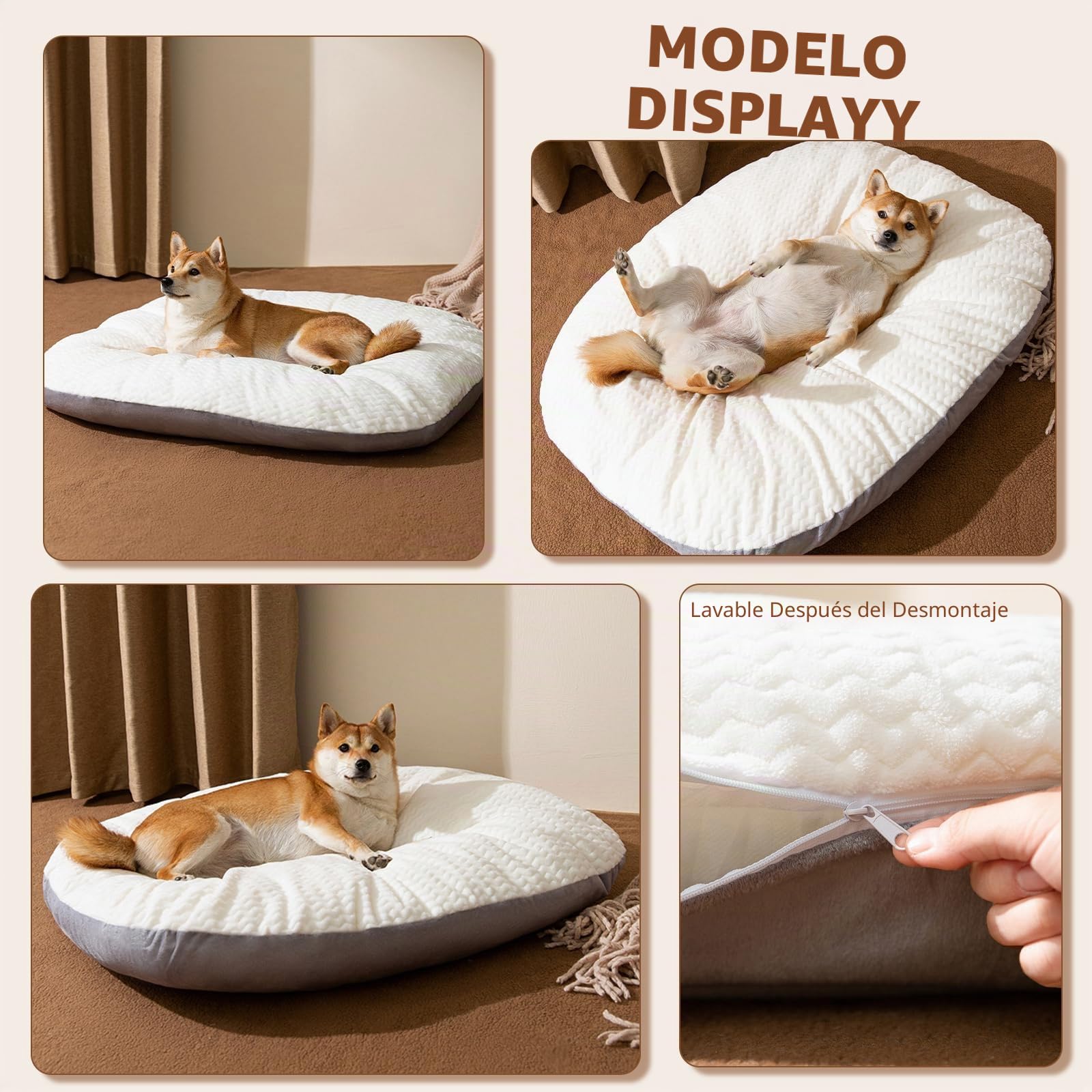 PETCUTE Cama para Perros y Gatos,Mullida y Lavable,Camas Antiestres Perro,Colchon Cojín Perro Grande,Colchón para Perros con Funda Desenfundable,Sofá para Mascotas