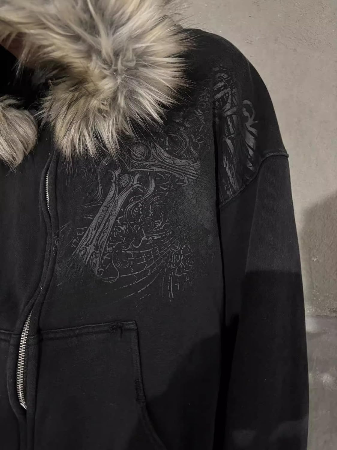 Crop Winter Coats Teen Y2k Zip Up Hoodie Fur Jackets 2000s Streetwear Emo Grunge Streetwear