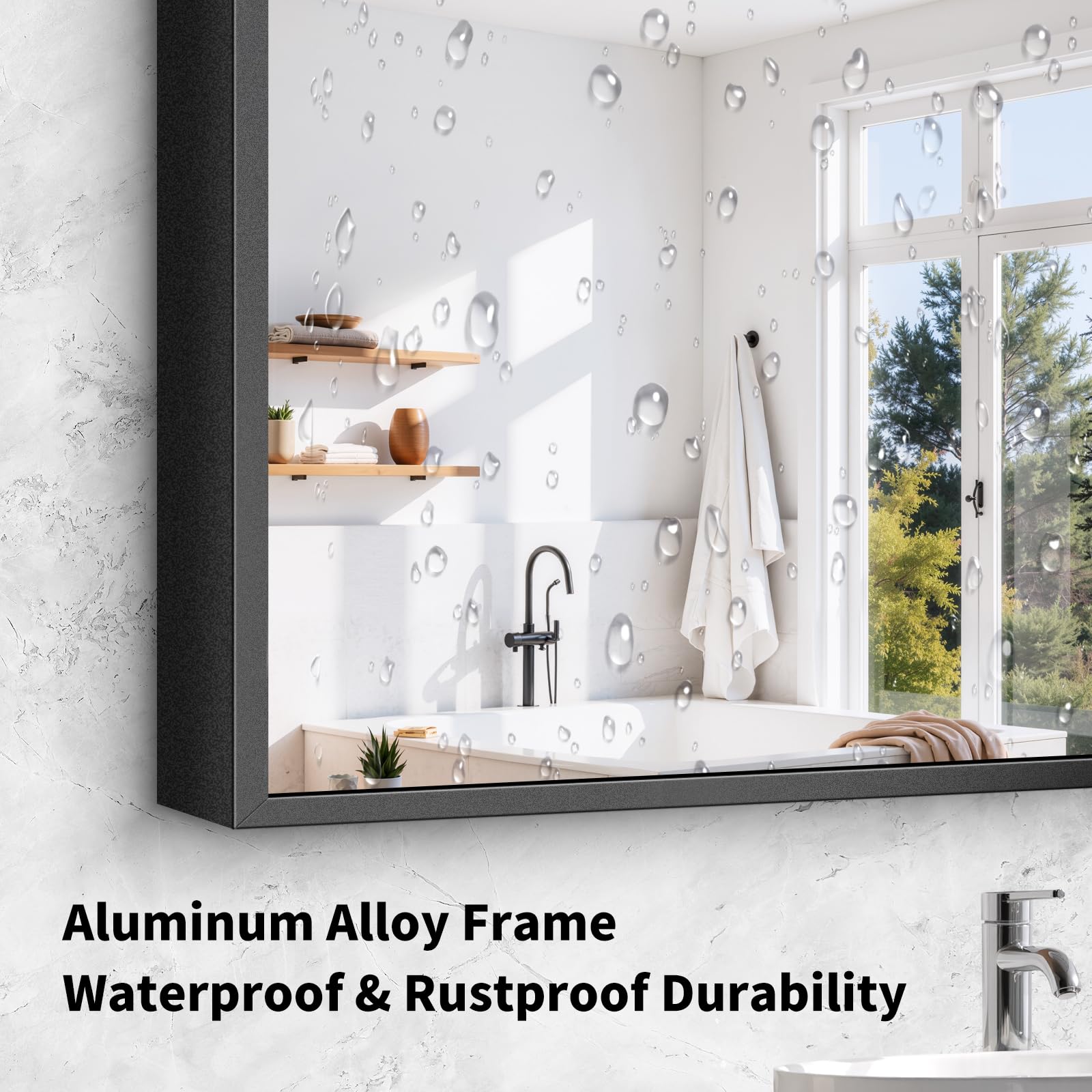 「ｙｕｍｉ」Mirror 55×200cm Amazon.com: Koonmi Black Framed Bathroom Mirror - Shatterproof 30