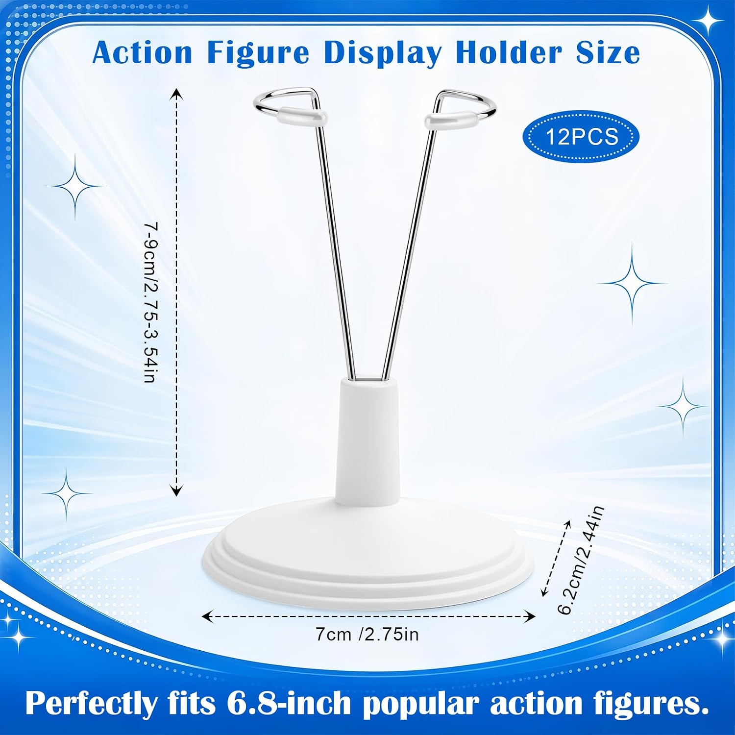 Mifoci 12 Pcs Doll Stand Holder with 1 Pc Acrylic Display Risers, Action Figure Display Holder for 6.8 Inch Dolls, Clear 3 Tier Perfume Organizer Stand Cupcake Dessert Stands image 2