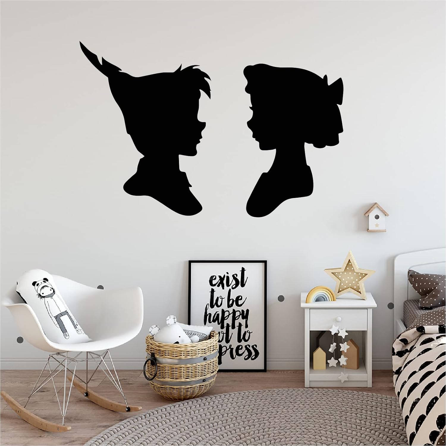 Peter And Wendy Darling Cute Silhouette Peter Movie Character Vinyl Wall Art Sticker Wall Decal Decoration For Home Room Wall Boys Girls Room Playroom Wall Décor Décor Design Size (24x40 inch)