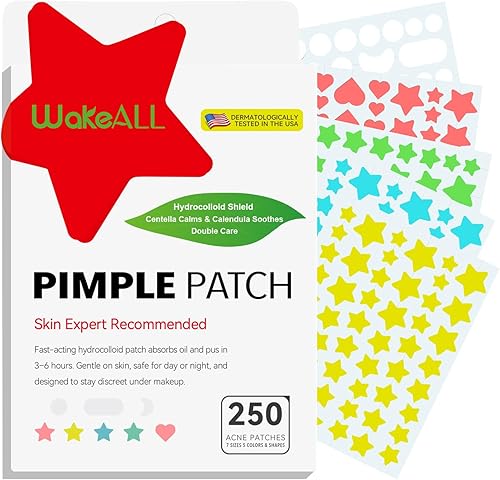 Pimple Patches for Face, 7 Sizes, 5 Shape/Color 255 pcs Acne Patches Hydrocolloid Precise Matches Different Sizes Acne, Spot Stickers With Tea Tree Oil Salicylic Acid Centella Covering Zits Blemishes