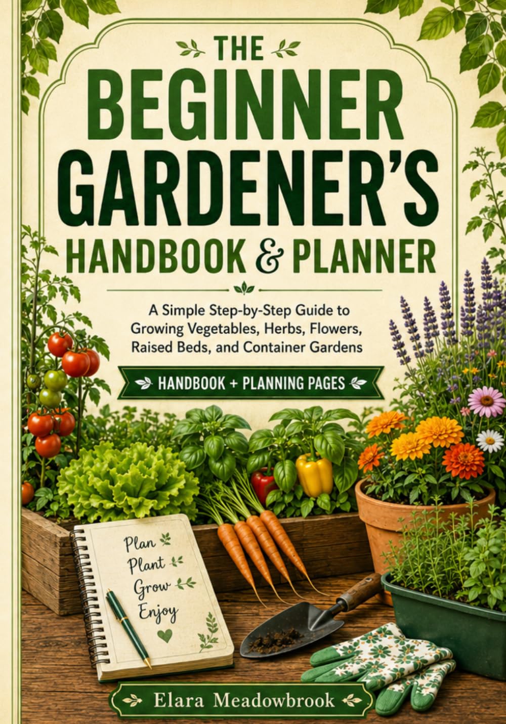 The Beginner Gardener’s Handbook & Planner: A Simple Step-by-Step Guide to Growing Vegetables, Herbs, Flowers, Raised Beds, and Container Gardens