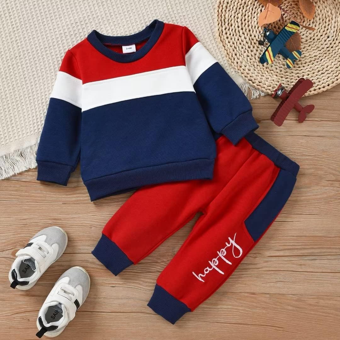 Baby Boy Clothes Toddler Infant Boys Fall Winter Outfit Long Sleeve Multi-Color Sweatshirt Pants Set 2 PCS - Image 2