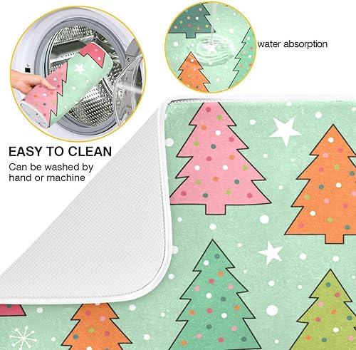 Miniatura 3 de Colorful Pine Tree Drying Dish Mat Washnable Absorbent Dish Draining Mat For Kitchen Counter Dish Rack Matt Tapete Para Cocina 16'' x 18''