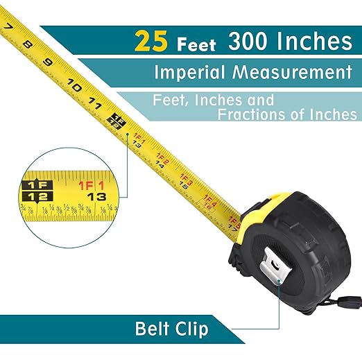 Cinta Métrica Retráctil 25 Pies - 1 Pulgada de Ancho - Morada miniatura 3