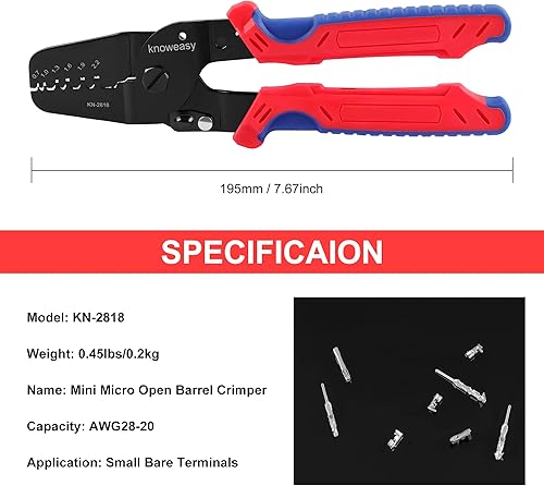 Vista 62 de Deutsch Crimper, knoweasy 4 Way Indent, 8 Impression Closed Barrel Crimper con herramienta de engarce Deutsch para contactos Deutsch – Calibre 14