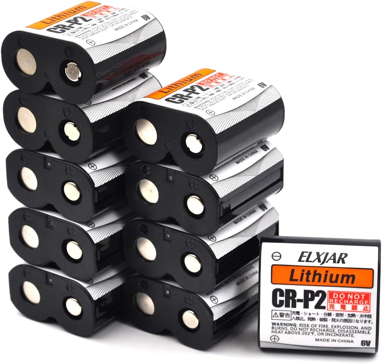 (10-Pack) 6V 1500mAh CR-P2 Lithium Photo Battery Replaces 223A, 2CR-P2, EL223AP, and DL223A Batteries