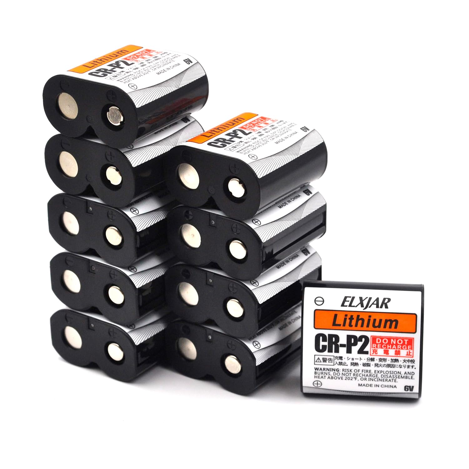 hflexgrad (10-Pack) 6V 1500mAh CR-P2 Lithium Photo Battery Replaces 223A, 2CR-P2, EL223AP, and DL223A Batteries