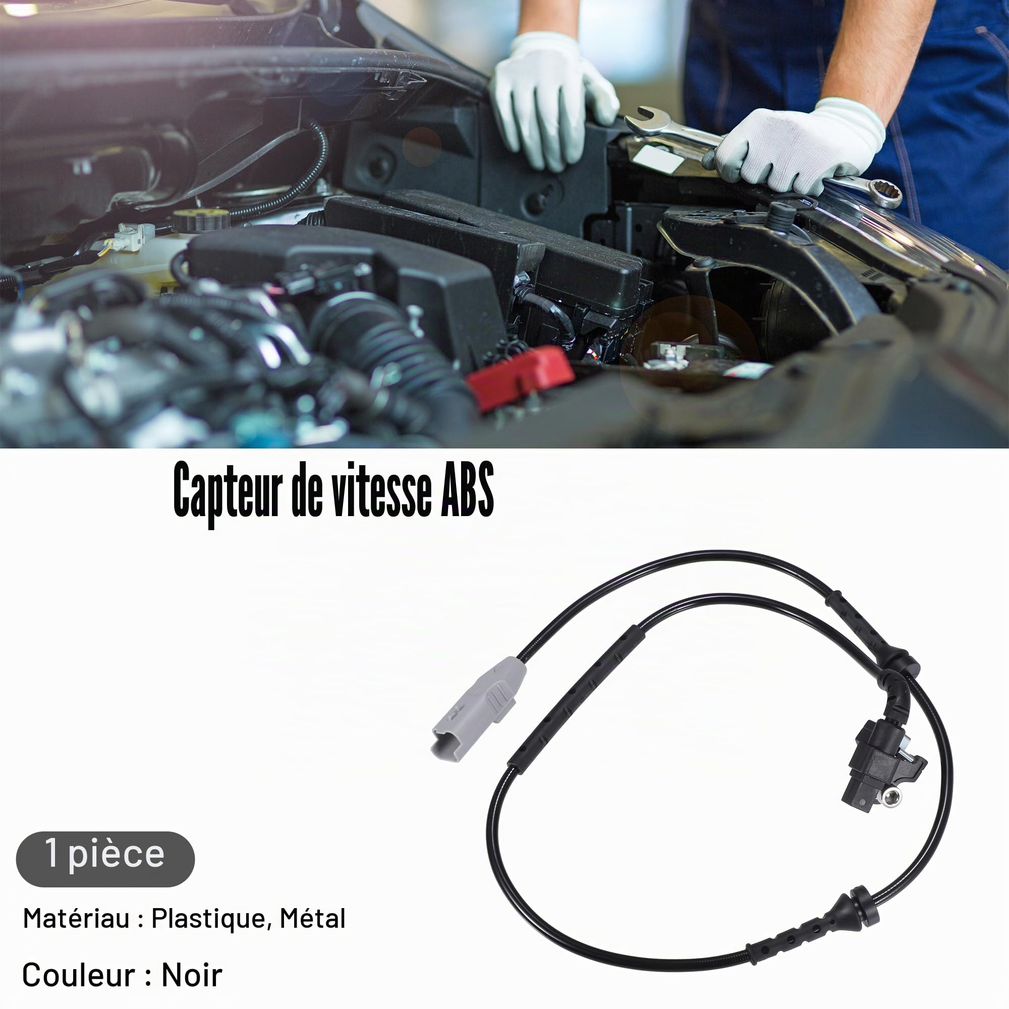 X AUTOHAUX Capteur ABS arrière gauche droite compatible avec Peugeot 3008 MPV - 1 pièce noir