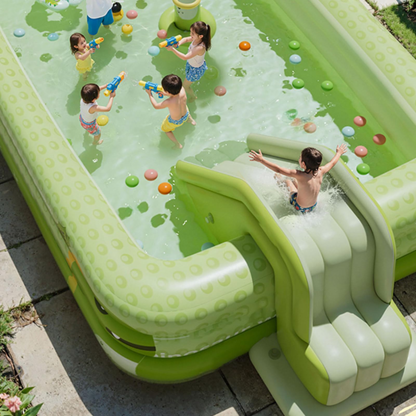 Tobogán inflable plegable para niños, cómodo y familiar, montaje rápido seguro, para parque acuático, jardín, ocio, cumpleaños, utilidad exterior e interior elegante