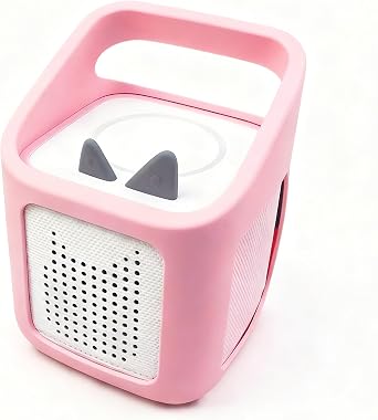 for Silicone Protective Case for Toniebox 2 Audio Player, Shockproof Anti-Scratch Cover with Portable Carry Handle, Kids Friendly Sleeve for Tonies Toniebox 2 Accessories Pink