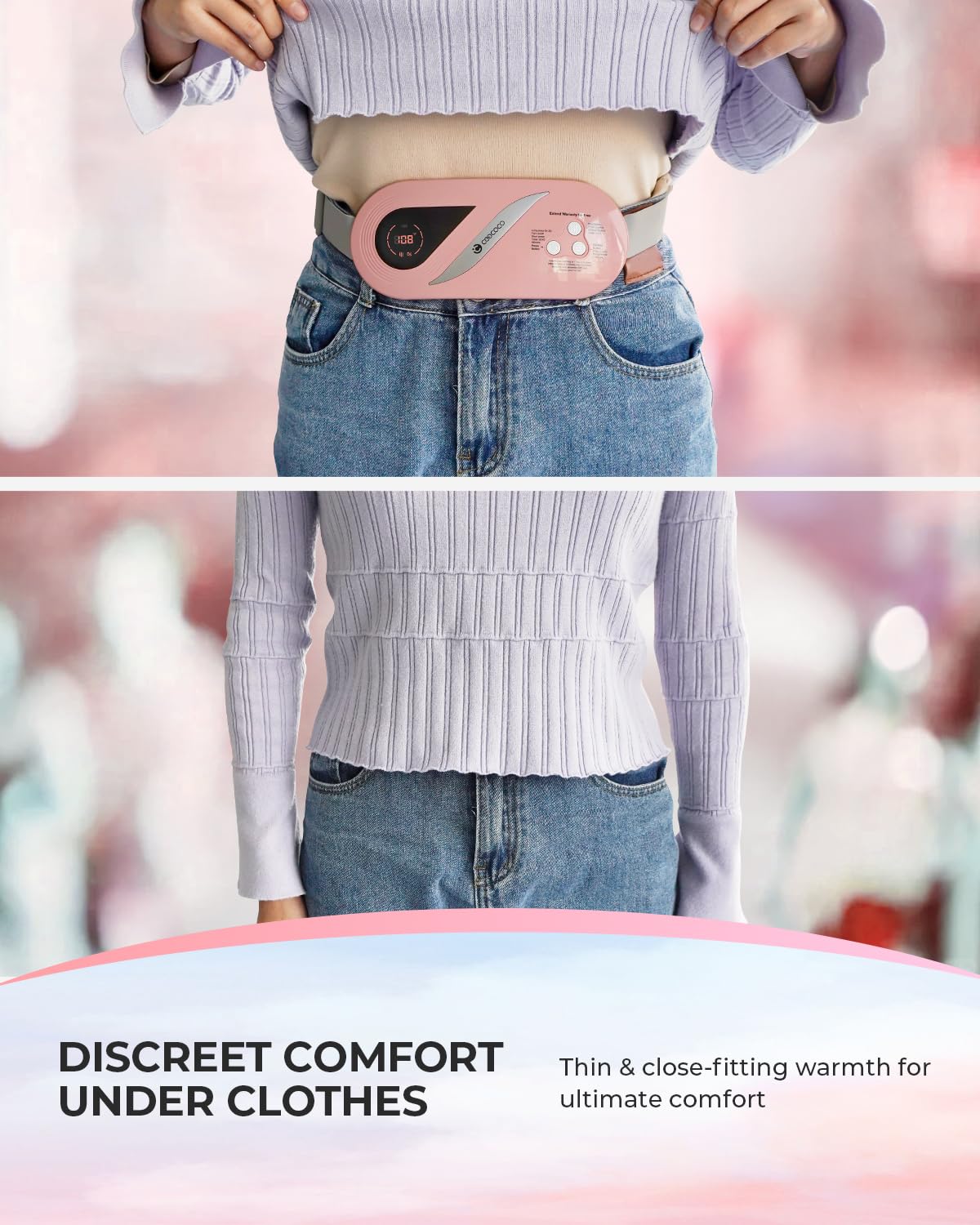 CooCoCo Almohadilla térmica portátil para calambres menstruales, color rosa