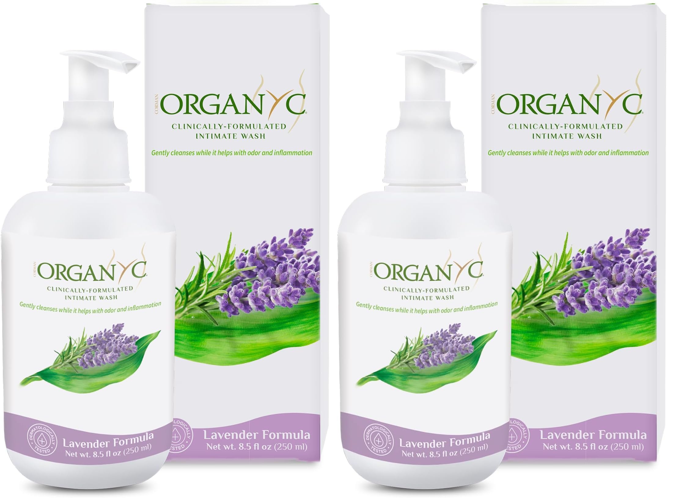Organyc Feminine Hygiene and Intimate Wash with Lavender, 250 ML (Pack of 2)