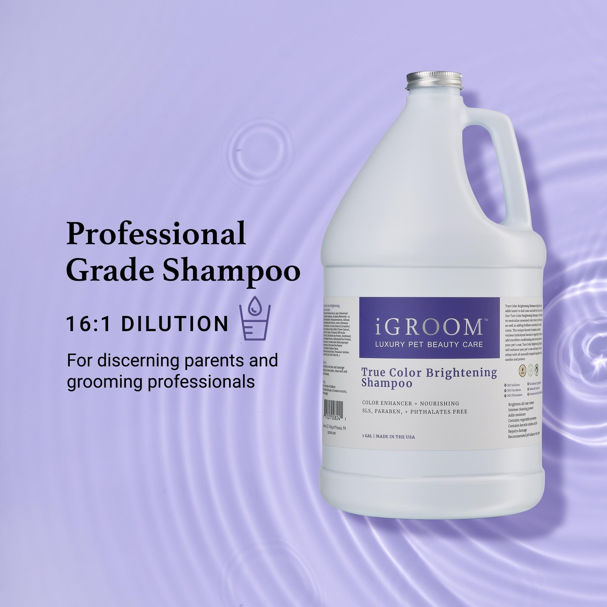 iGroom True Color - Champú para perros, cuidado de belleza de mascotas de lujo, mejora el color natural del pelaje, queratina + proteínas vegetales que añaden humedad, fabricado en Estados Unidos, 3.8