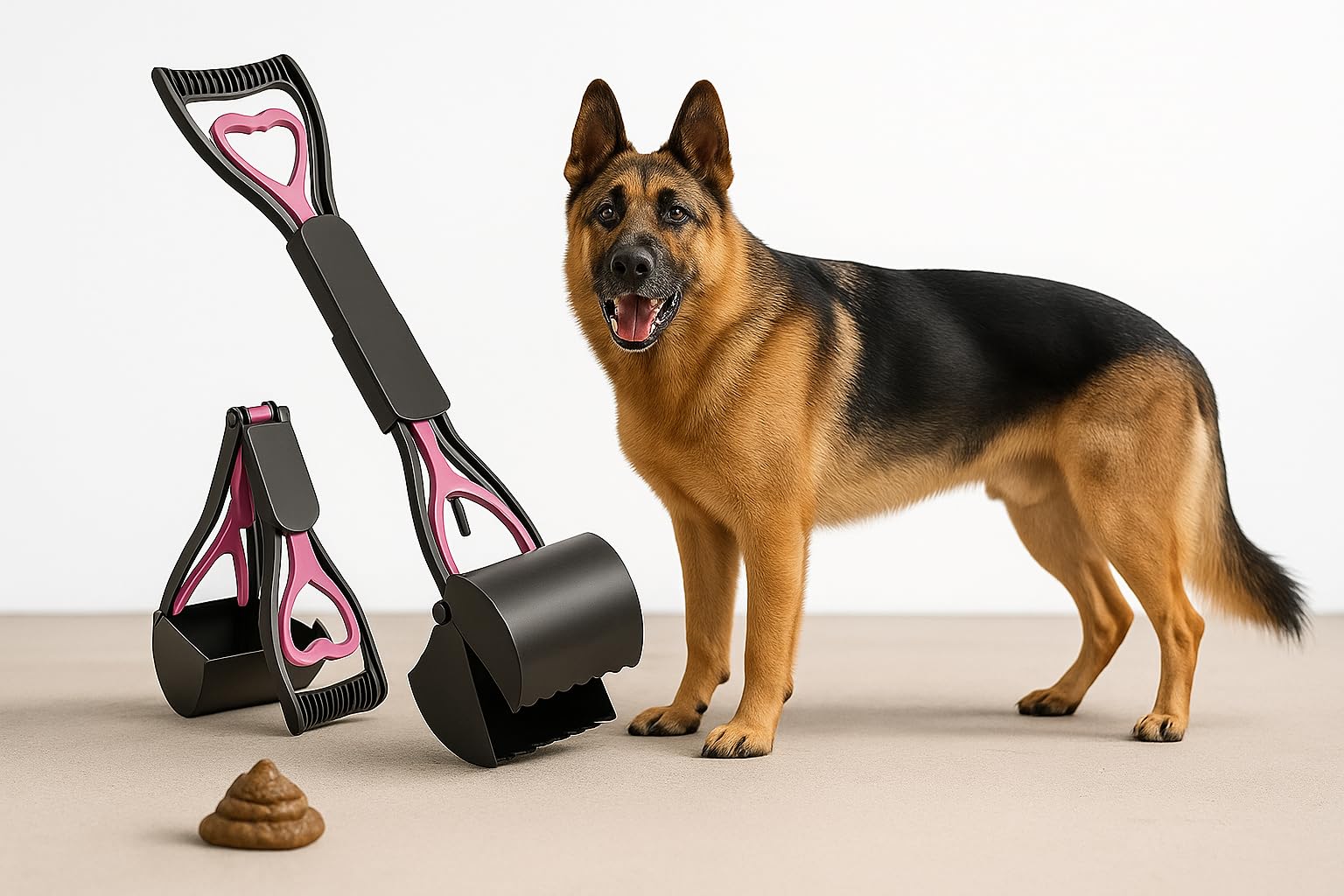 SuperGift.com Pet Waste Picker -Foldable Pet Waste Picker with Long Handle - Portable Dog Poop Scooper for Grass, Ideal for Dogs and Cats (Pink)