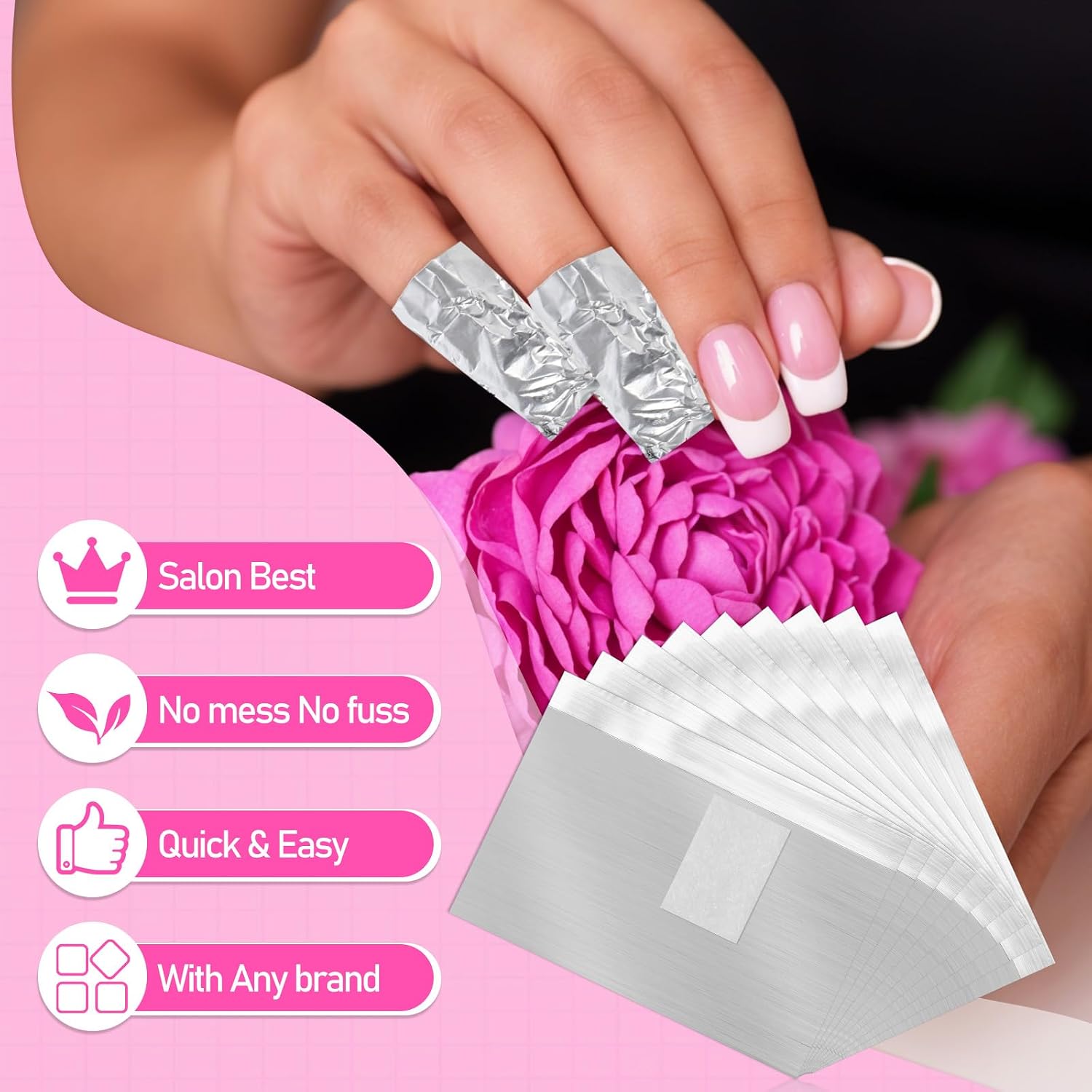 SHENLIU 1000Pcs Nail Polish Remover Foil Wraps Soak Off Foils Pads Gel Nail Polish Removal Tool Kit for Professional Salon & Home Use with Lint-Free Lager Cotton Pad