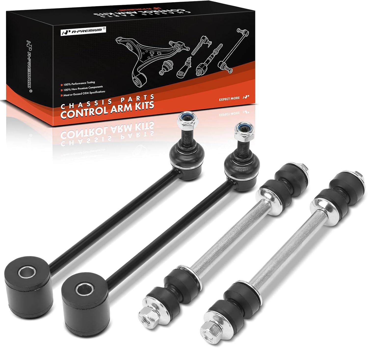 A-Premium Set of 4, Front & Rear Sway Bar Links Stabilizer Bar Links Kit, Compatible with Chevrolet Tahoe, Suburban 1500 2500 & GMC Yukon, Yukon XL 1500 2500 & Cadillac & Hummer