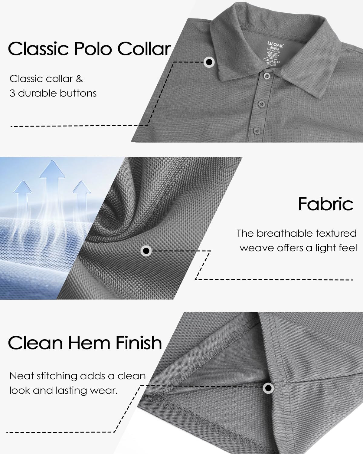 Liloak Polo Shirts for Men Multi Pack Clasiic Plain T-Shirts for Business Casual Golf Work Travel