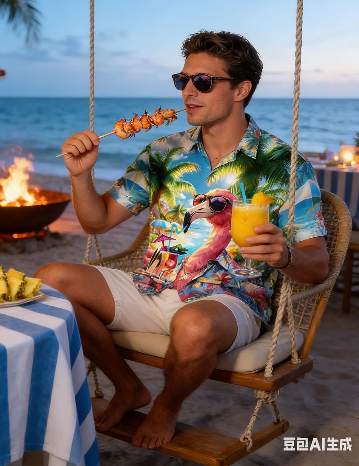 Fanient Mens Hawaiian Shirt Summer 3D Print Casual Short Sleeve Button Down Graphic Aloha Dress Shirts - Image 5