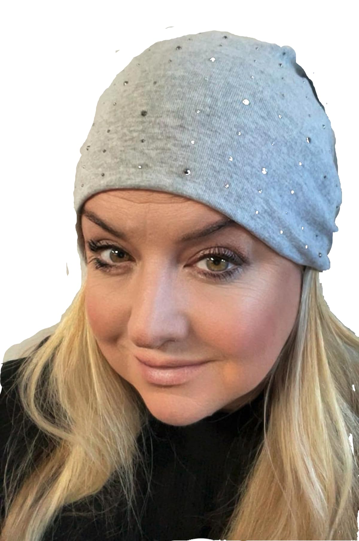 Djc Boutique Women's Grey Pre Tied Sparkly Headscarf Chemo Headwear Beanie Head Wraps Alopecia Bandana Head Cover
