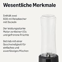 Amazon Basics Hordozható Turmixgép 600ml, 300W, 2 Palackkal, Fekete 2