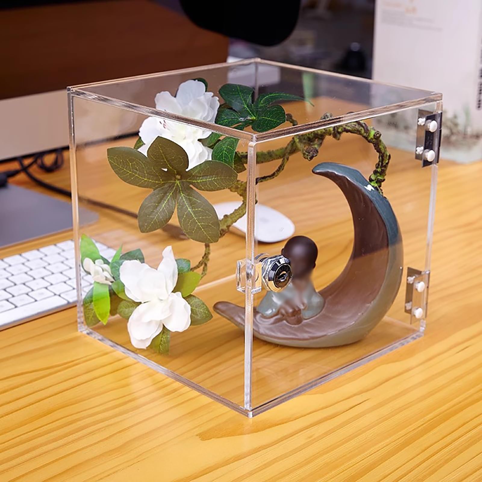 Clear Plastic Showcase, Acrylic Display Case with Lock, Transparent, /UV, Multiple Sizes(15x15x15cm(6"x6"x6"))
