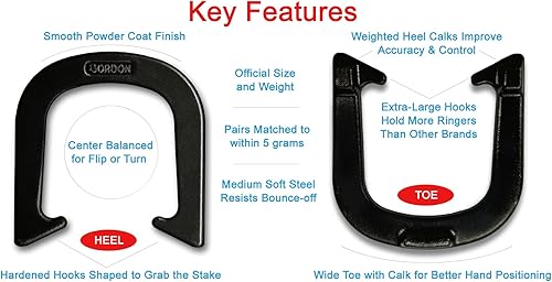 Miniatura 11 de Gordon - Herraduras profesionales para lanzar – NHPA sancionada por juego de torneos – Construcción forjada – Un par (2 zapatos) – Peso medio Azul