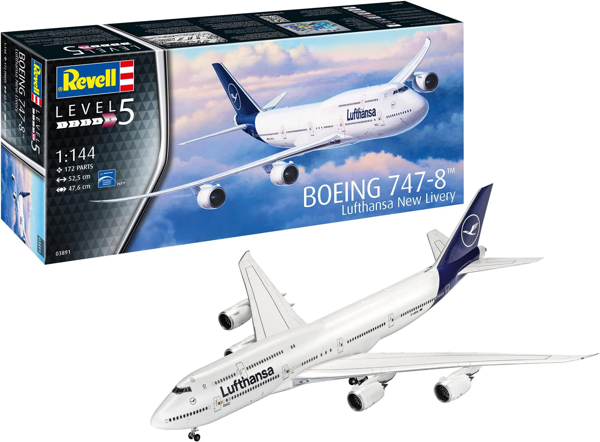 Revell 03891 Boeing 747-8 "Lufthansa New Livery 1:144 Scale Unbuilt/Unpainted Plastic Model Kit