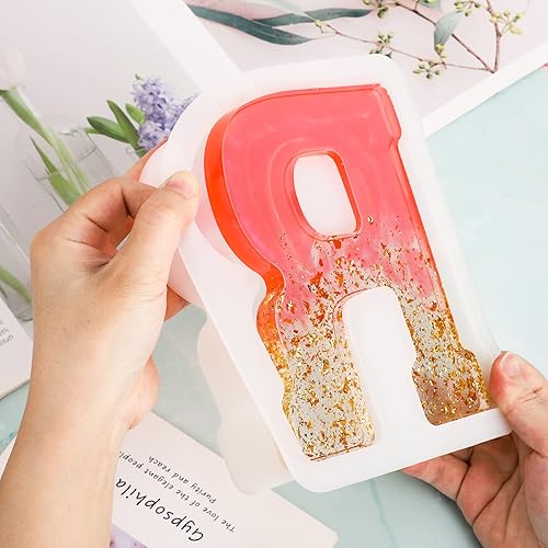 Miniatura 4 de Gartful Moldes de letras grandes de 7 pulgadas para resina  R, molde de resina epoxi del alfabeto mayúscula de silicona, moldes de letras de resina