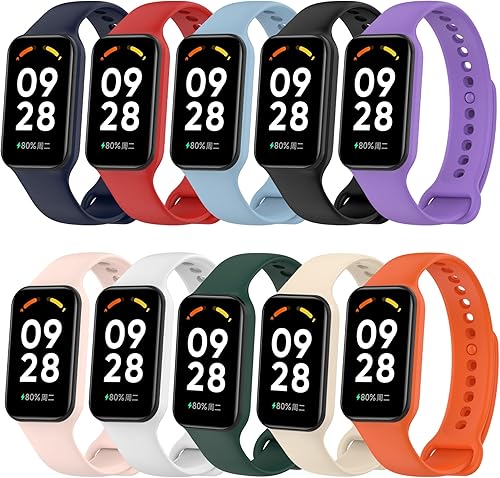 Correas de reloj compatibles con Redmi Smart Band 2Xiaomi Smart Band 8 Active Fitness Tracker - Correa de repuesto de silicona de color suave
