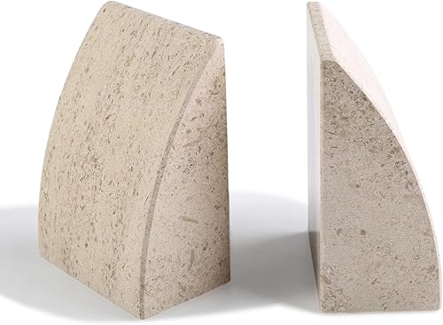 Miniatura 13 de Koville Sujetalibros de mármol para estantes, sujetalibros grandes para libros pesados, antideslizantes, 7 libras, extremos de libros de piedra para