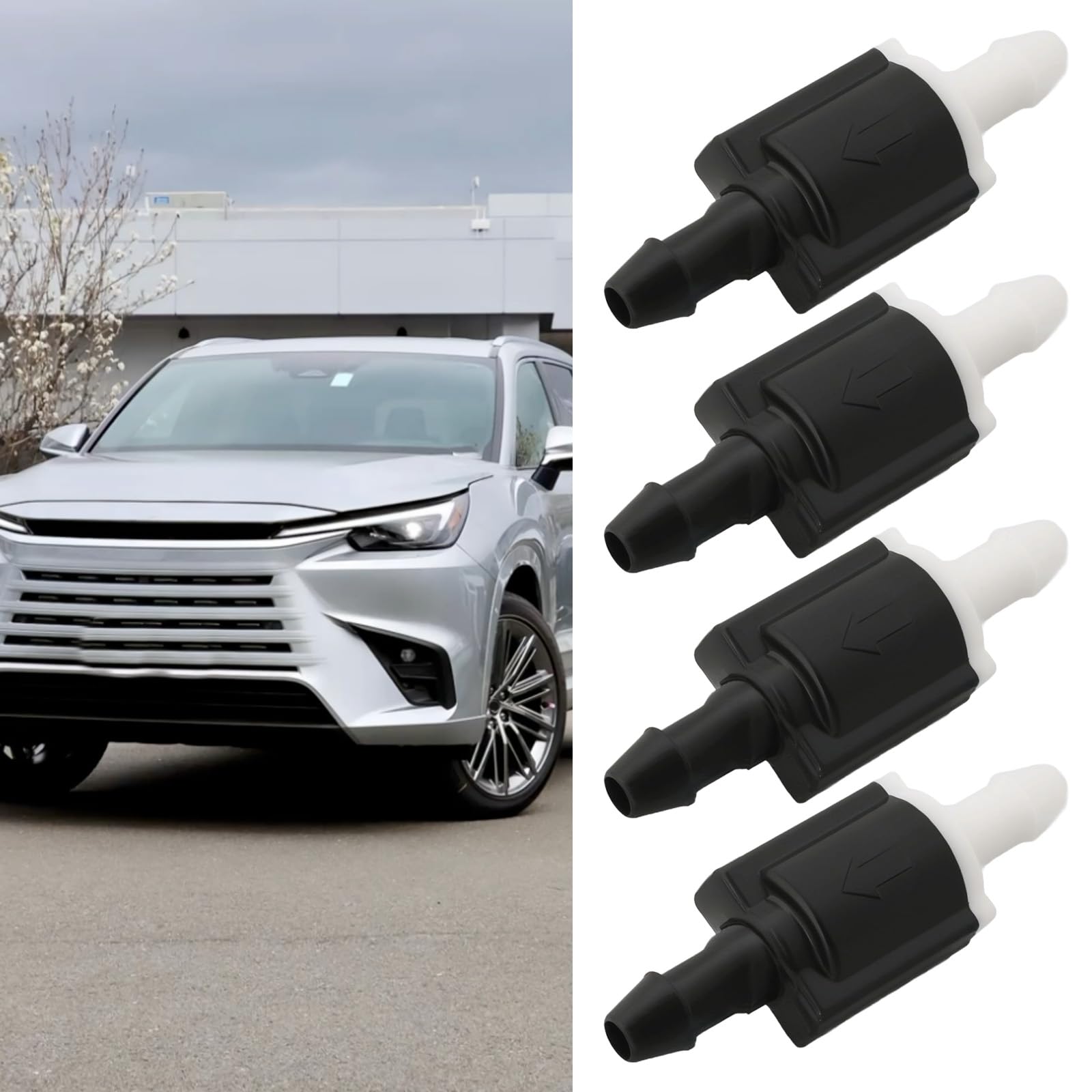 SG Store 4 szt. Zawór zwrotny przedniej szyby spryskiwacz wycieraczki bez powrotu 85321-26020 8532126020 1K6863447A kompatybilny z Toyota 41 x 14 mm