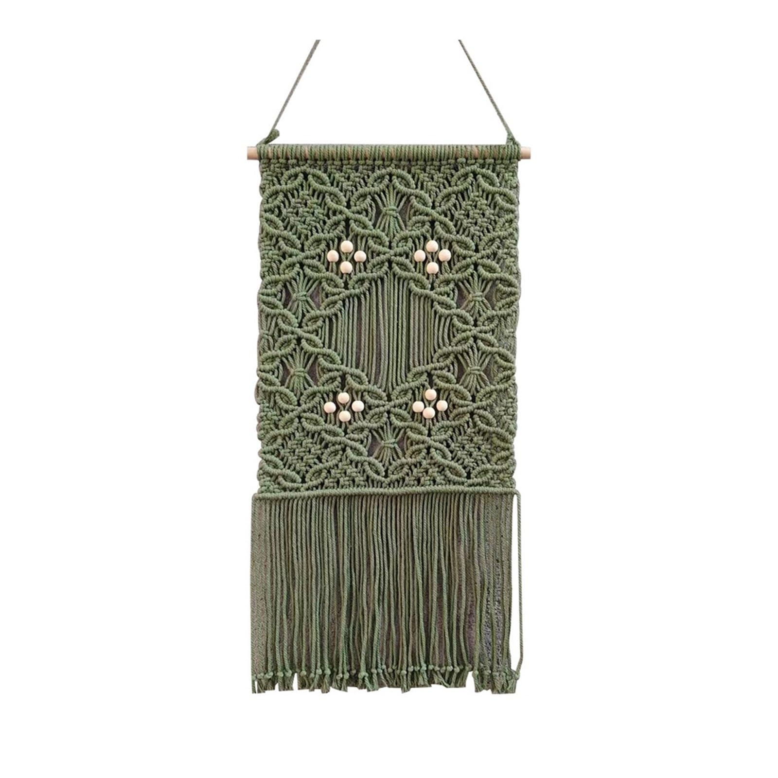 Wandbehang Tapisserie mit Blumenmuster Handgewebte Baumwolle Dekor mit Holzperlen & Quasten Boho Stil für Wohnzimmer Schlafzimmer
