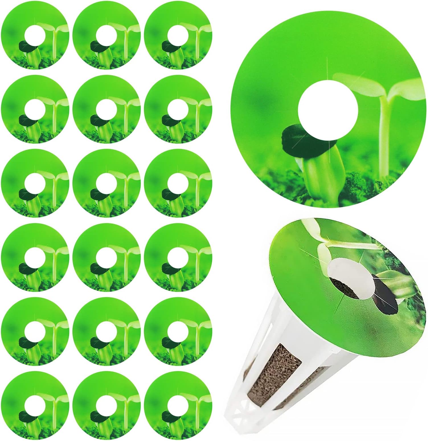 100pcs Seed Pot Label PVC Stick for for Water Seed Pods, Round Peel and Stick Hydroponic Plant Label for Grow Basket PVC Seed Pot Labels, Grow Baskets Sponges Sticker for Marks Plants, Only Labels
