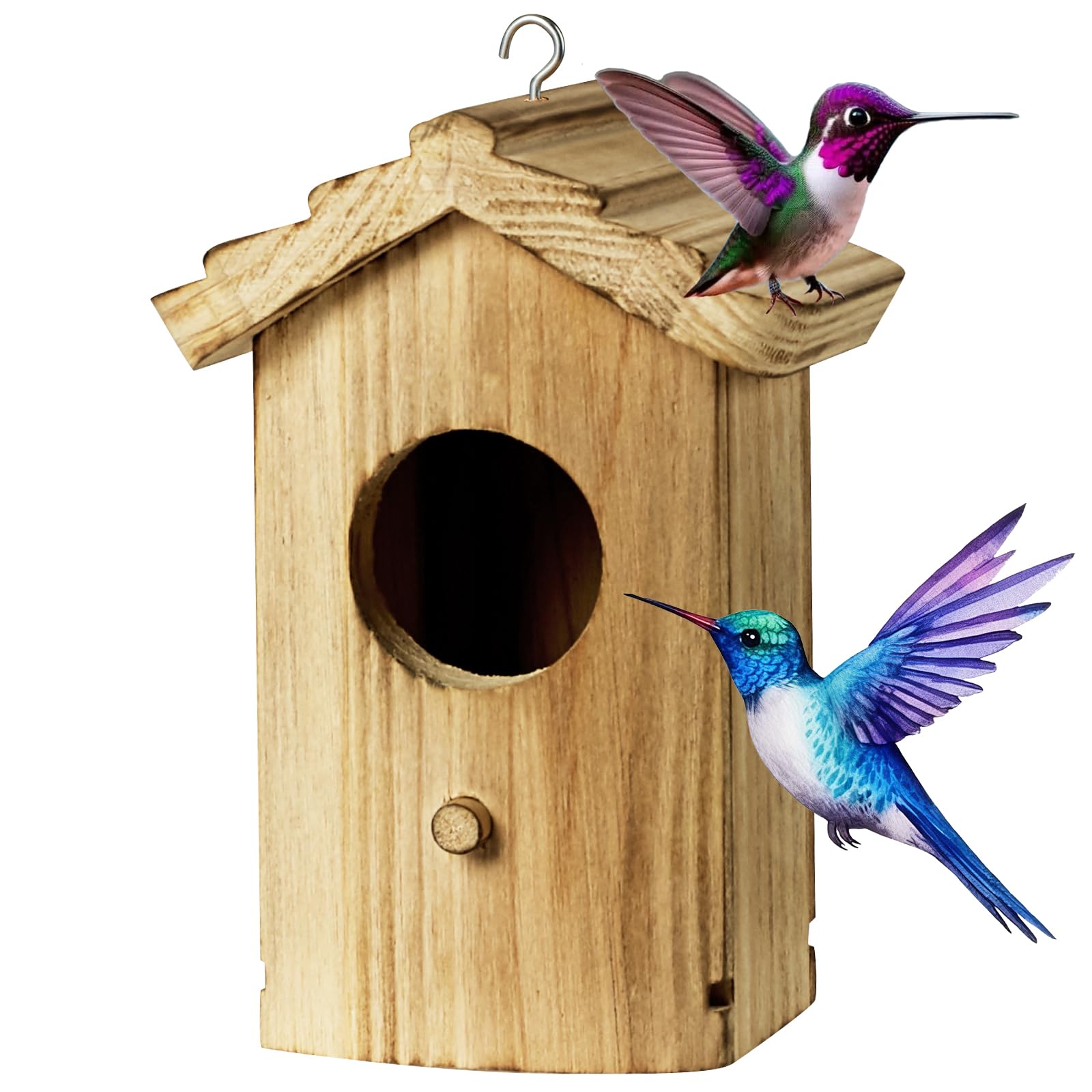 CLACKIBUKVYZ Hanging Hummingbird House for Outdoors, Wooden Mini Bird House, Durable Nesting Box for Hummingbird, Weather-Resistant Hummingbird House