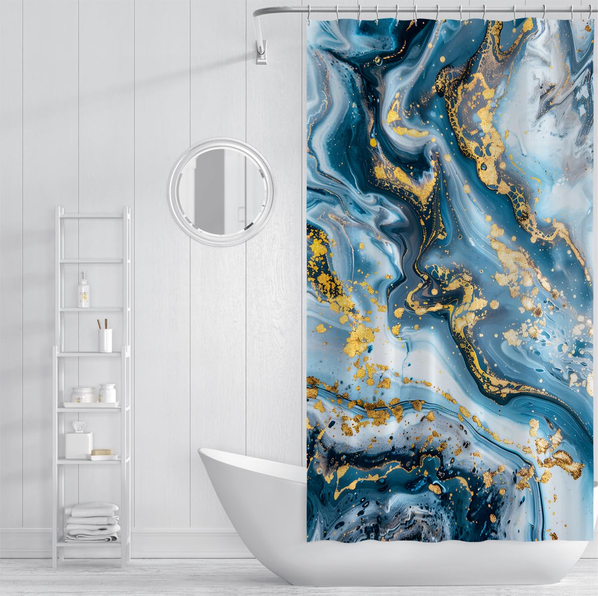 Rideau de douche salle de bain marbre abstrait moderne W240xL180 cm
