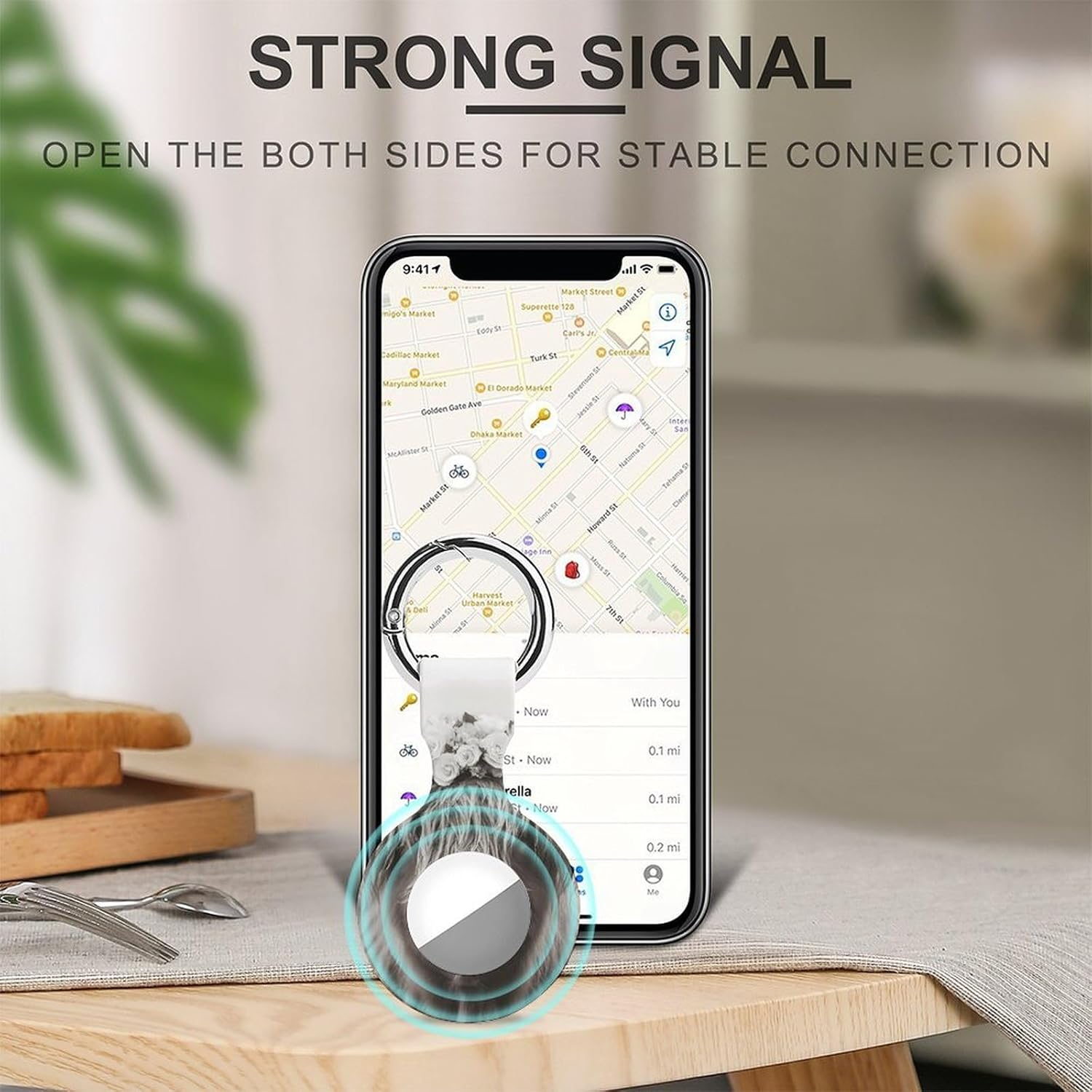 Highland Cow with Flowers Funny Cover Compatible with AirTag Case Protector GPS Tracker Holder with Keychain