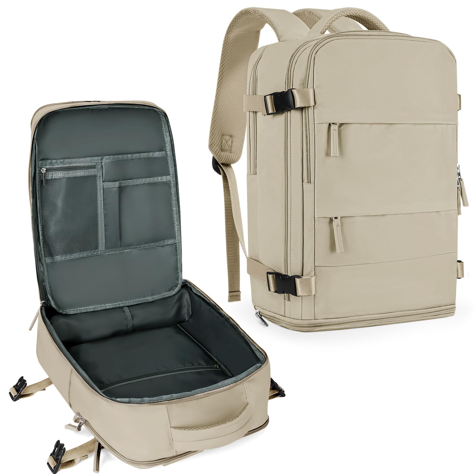 Travel Backpack For Women Men,Carry On Backpack,Hiking Backpack Waterproof Outdoor Sports Rucksack Casual Daypack travel essentials（Khaki）