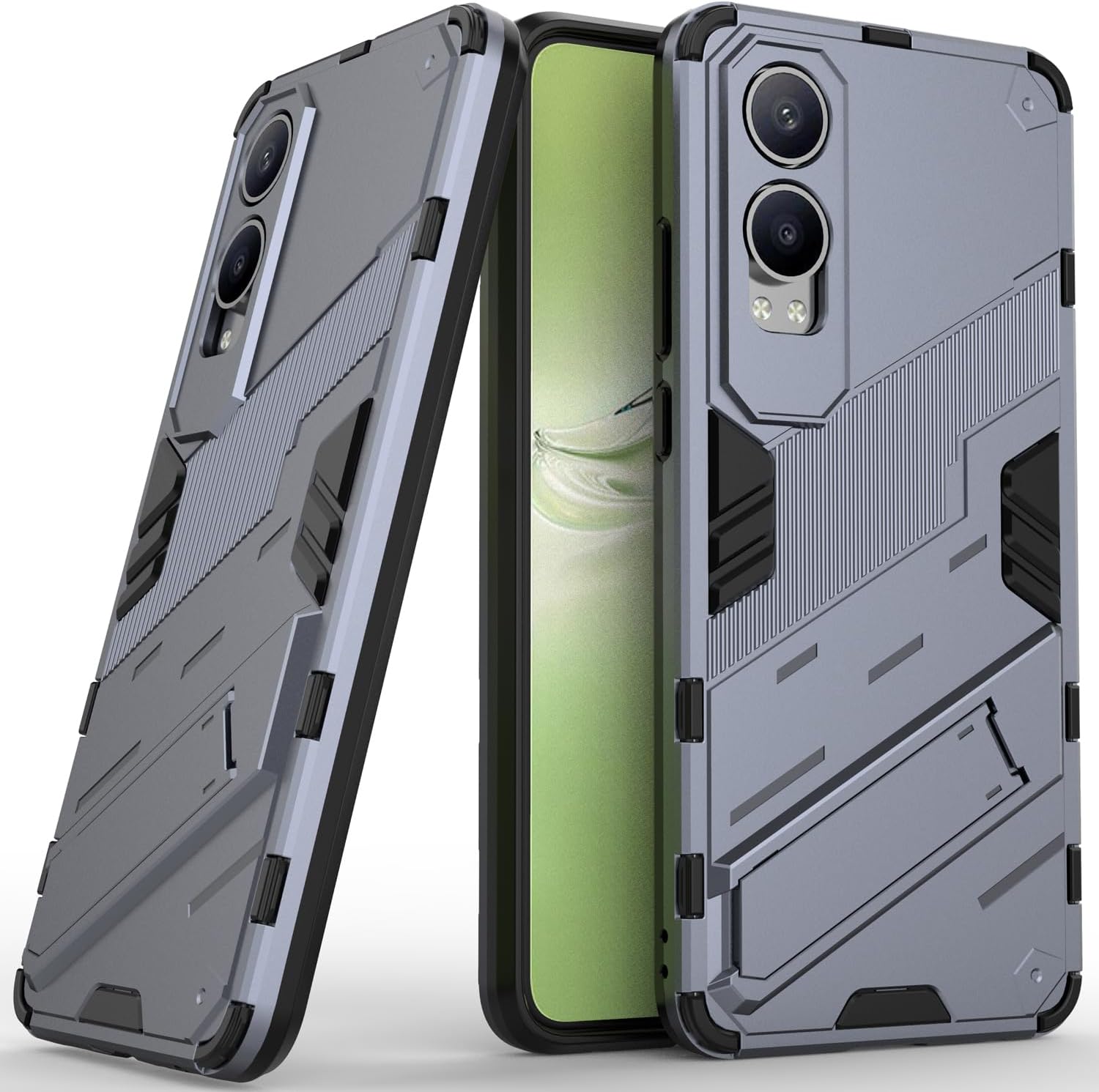 SCIMINPhone Case for Oppo K12x, Two-layered Protection Hard Shell Case with Integrated Two-way Kickstand Gray
