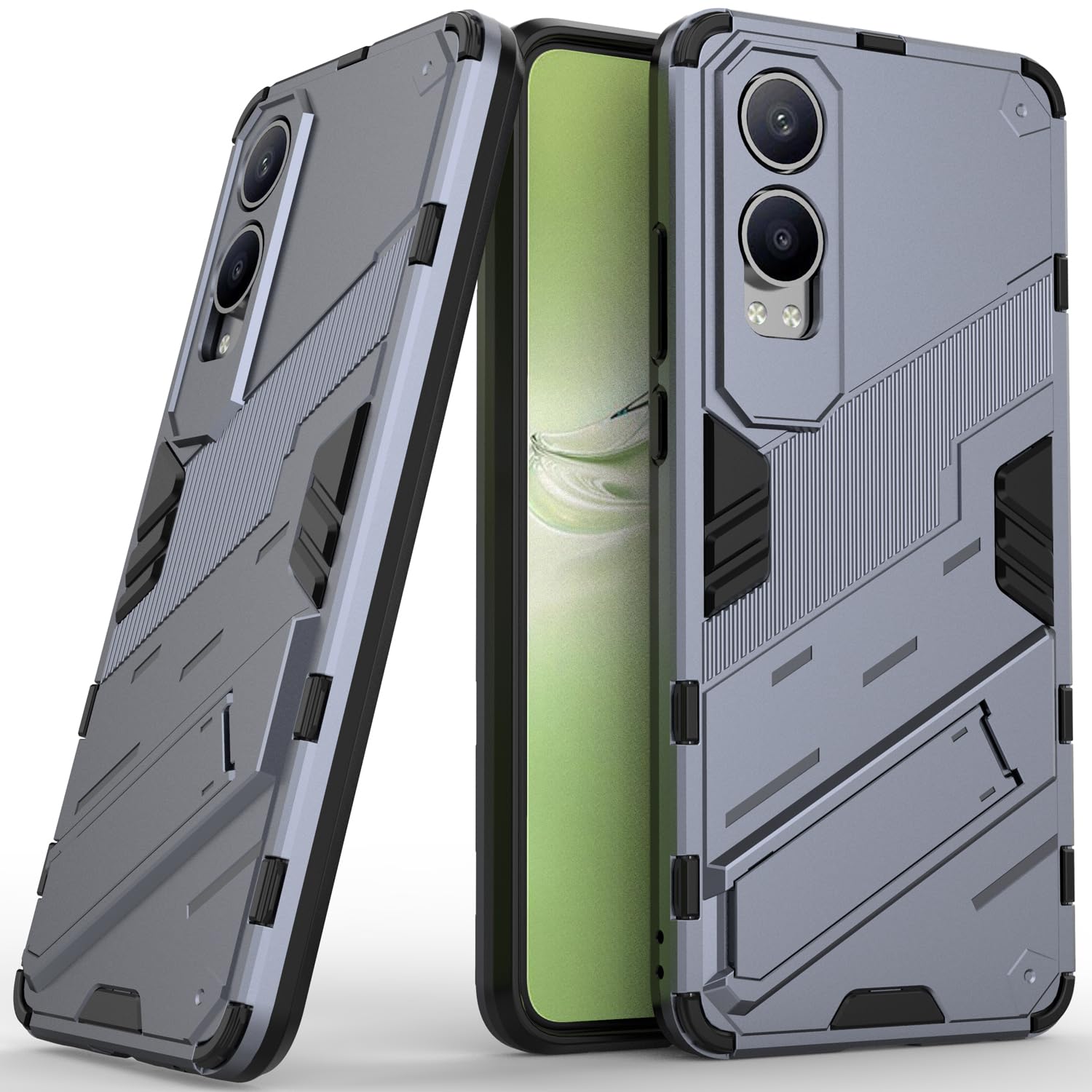 SCIMINPhone Case for Oppo K12x, Two-layered Protection Hard Shell Case with Integrated Two-way Kickstand Gray