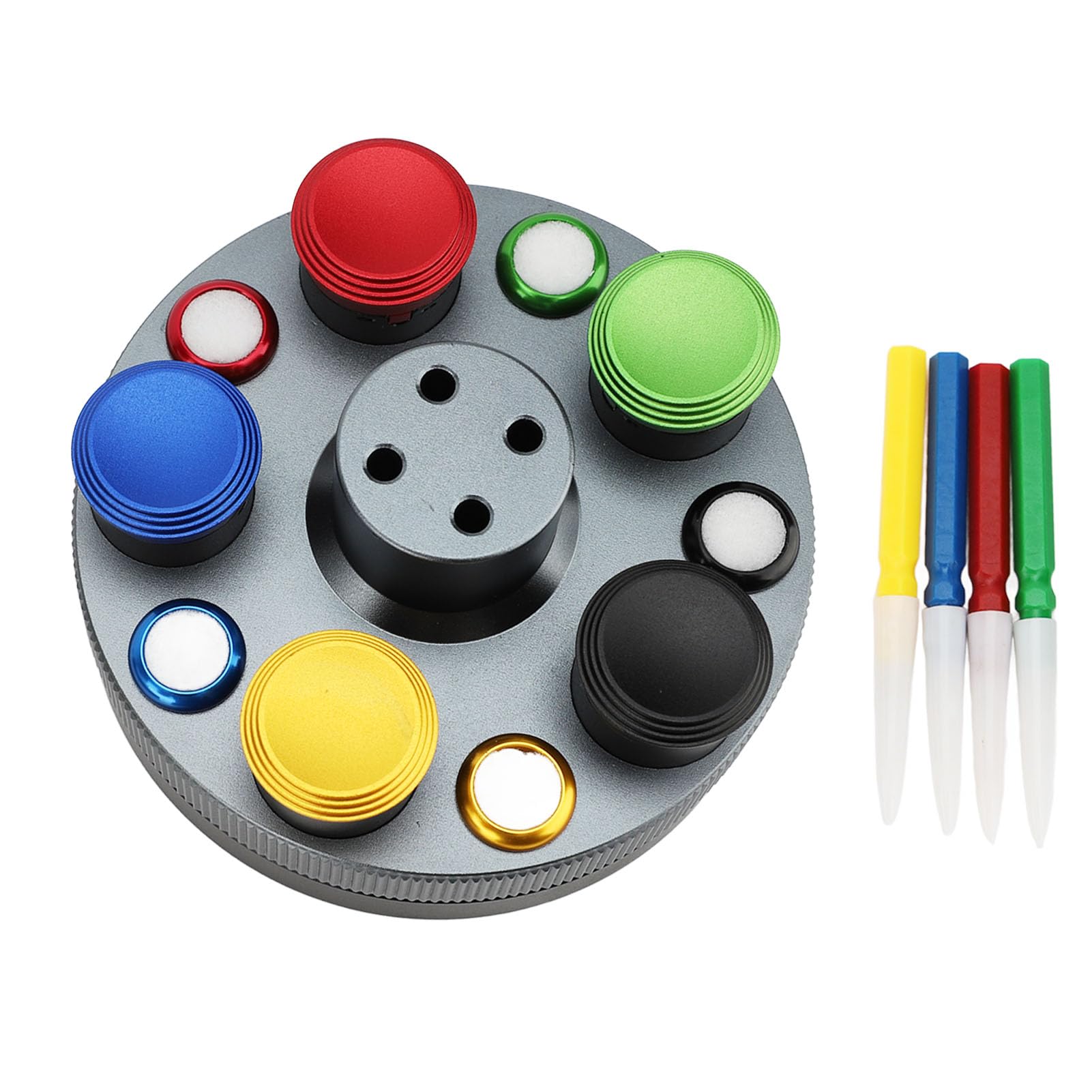 Kit Olio per Orologi da 5 Tazze con 4 Penne per Olio, Accessori per Riparazione Giradischi in Metallo - Set Assortimento Oliatore per Orologi, Ideale per la Manutenzione